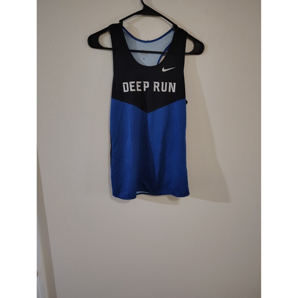Nike Deep Run Singlet Womens Small Blue Black Dri-FIT Racerback Running Tank Top